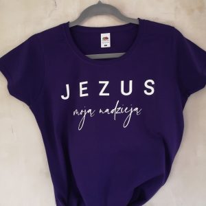 Koszulka L  Jezus moją nadzieją – fioletowa