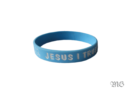 Opaska silikonowa – JESUS  I TRUST IN YOU – niebie