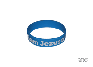 Opaska silikonowa – Kocham Jezusa mała niebieska