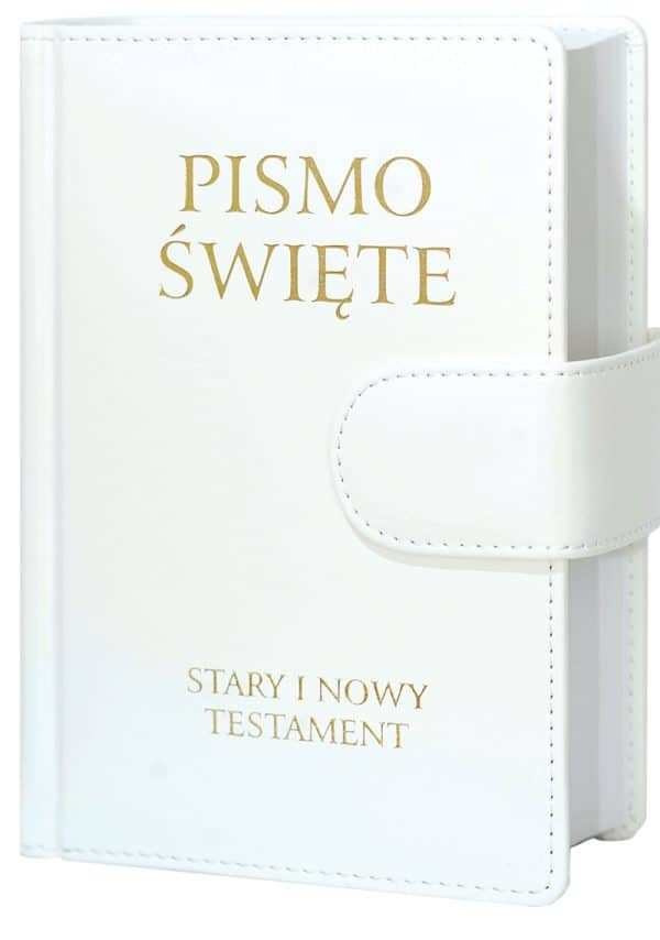 Pismo Święte ST i NT poznańskie biała zapinka B5