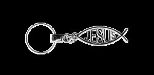 Brelok metalowy - napis Jezus - srebrny