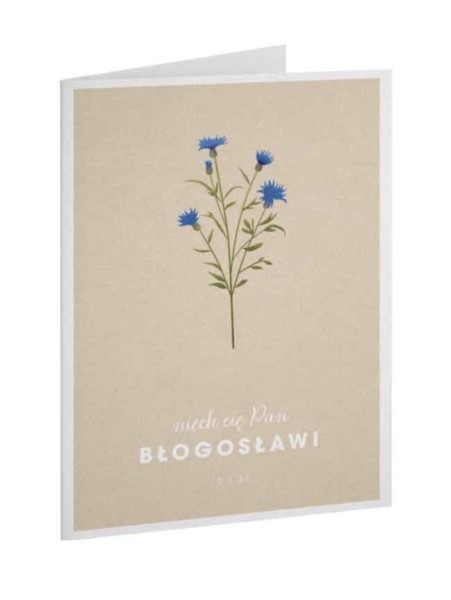 Kartka DOBRO- Niech Cię Pan -niebieski kwiat