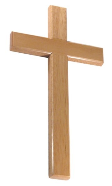 Krzyż drewniany do powieszenia - jasny - 16x30cm