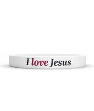 Opaska silikonowa – I love Jesus – biała