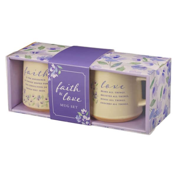 Kubek ceramiczny zestaw 2 – Faith and Love Lilac