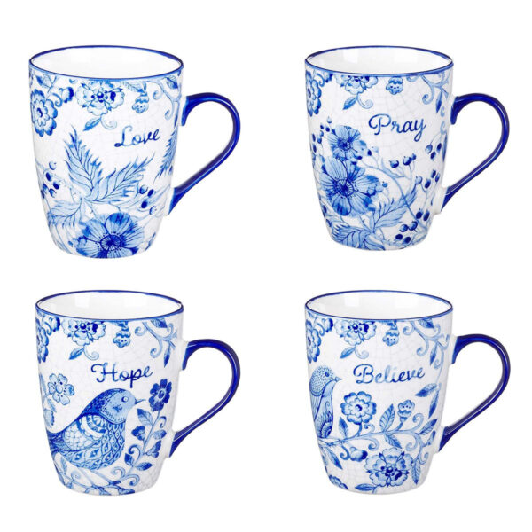 Kubek ceramiczny zestaw 4 – Blue floral