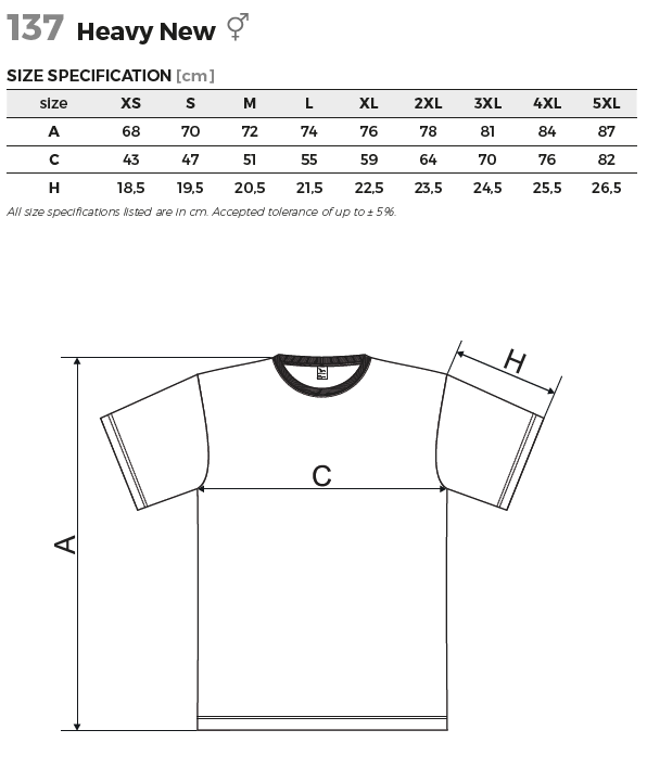 Tabela rozmiarów koszulek