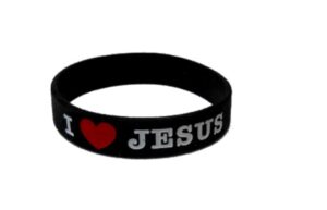 Opaska silikonowa mała – I love Jesus – czarna