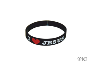 Opaska silikonowa – I love Jesus – czarna