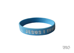 Opaska silikonowa – Jesus I trust – niebieska