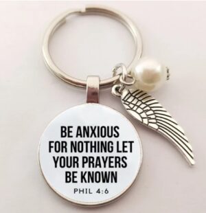 Breloczek metalowy – skrzydło –  Be anxious