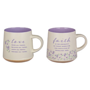 Kubek ceramiczny zestaw 2 – Faith and Love Lilac