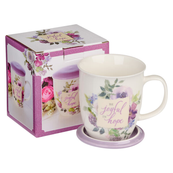 Kubek ceramiczny – Be Joyful in Hope Lilac