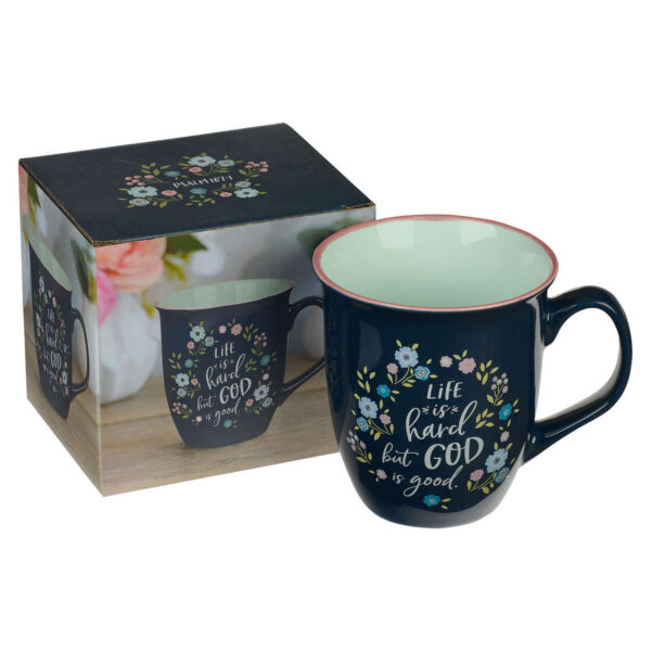 Kubek ceramiczny – God is Good Navy Floral