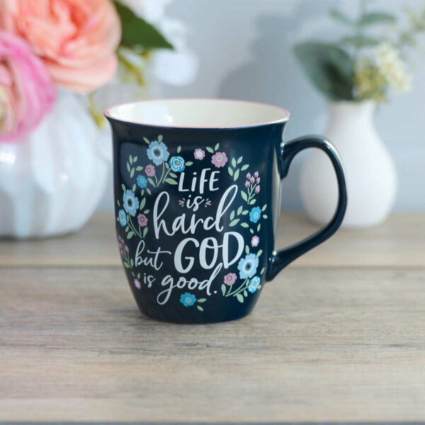 Kubek ceramiczny – God is Good Navy Floral