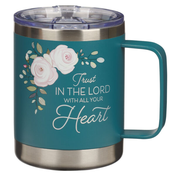 Metalowy kubek – Trust in the Lord Teal Floral