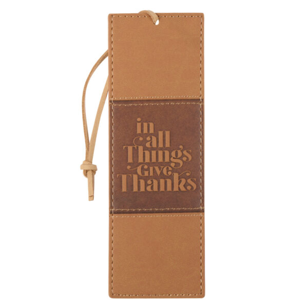 Zakładka skórzana – In All Things Give Thanks Tan