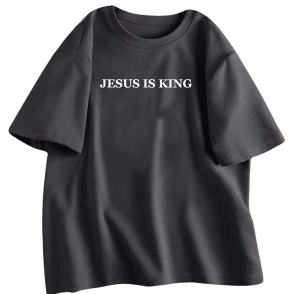 Koszulka – JESUS IS KING – L – szara