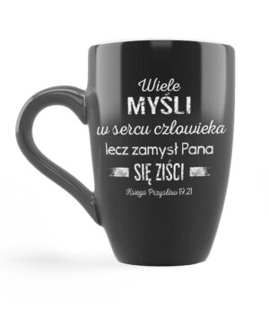 Kubek ceramiczny – Wiele myśli w sercu – czarny