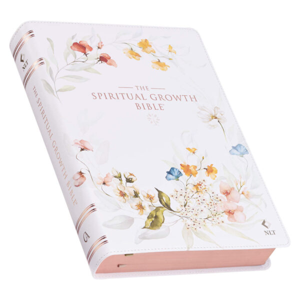 Cream Floral Faux Leath. Spiritual Growth Bible