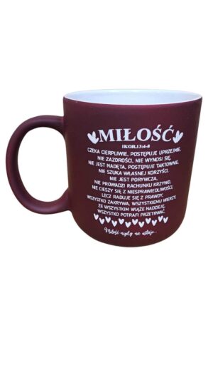 Kubek ceramiczny matowy – Miłość – czerwomy