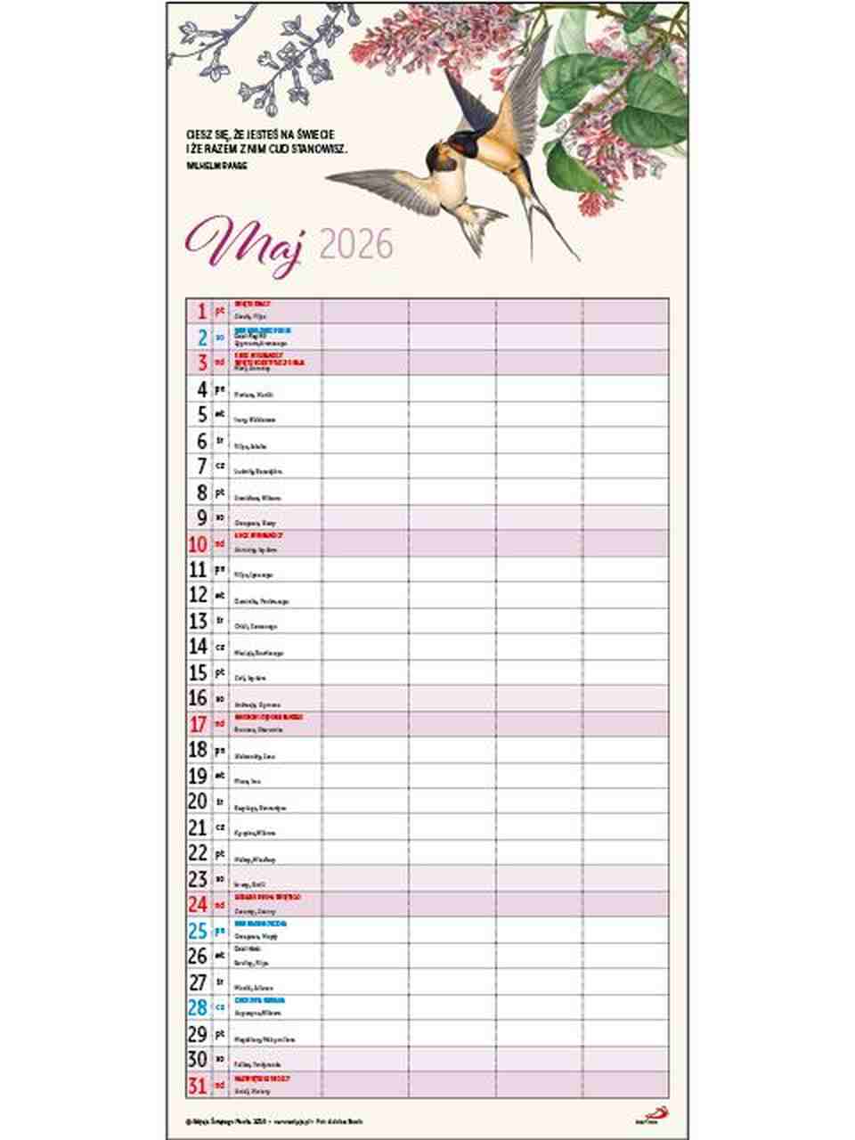 Kalendarz 2026 – Kalendarz Rodzinny MAŁY Kalendarz 2026 – Kalendarz Rodzinny MAŁY