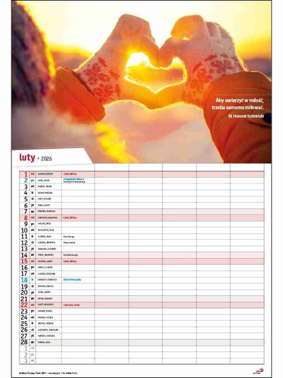 Kalendarz 2026 – Kalendarz rodzinny DUŻY Kalendarz 2026 – Kalendarz rodzinny DUŻY