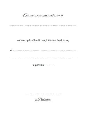 Karnet – Zaproszenie konfirmacja – Jer 29/11