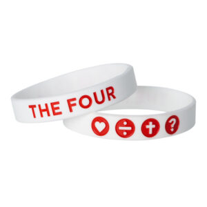 Opaska silikonowa The Four – biało-czerwona 18cm