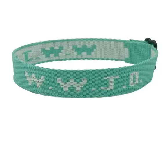 Tasiemka na rękę – WWJD – miętowa Tasiemka na rękę – WWJD – miętowa