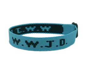 Tasiemka na rękę – WWJD – niebieska