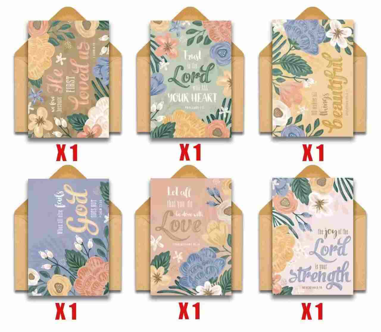 Zestaw 6 kartek w języku angielskim – akwarela Zestaw 6 kartek w języku angielskim – akwarela