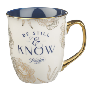 Kubek ceramiczny – Be Still and Know Blue