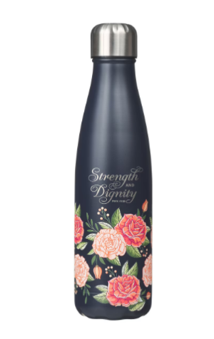 Metalowa butelka – Strength and Dignity Pink Rose