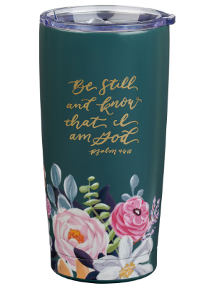 Metalowy kubek – Be Still Teal Floral