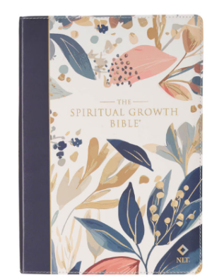 Navy Leaf Faux Leather Spiritual Growth Bible