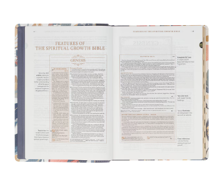 Navy Leaf Faux Leather Spiritual Growth Bible Navy Leaf Faux Leather Spiritual Growth Bible