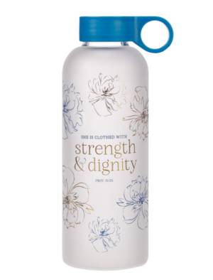 Szklana butelka – Strength and Dignity Blue