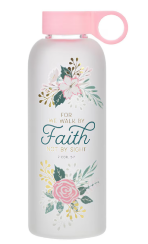 Szklana butelka – Walk by Faith Peach Floral