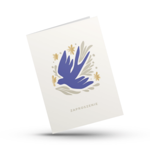 A Kartka składana – Zaproszenie – gołąb – granat