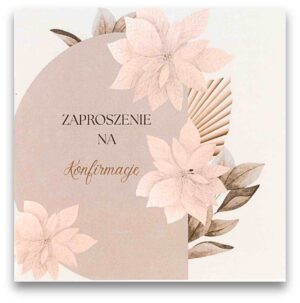 Karnet – Zaproszenie konfirmacja – brąz 3 kwiaty