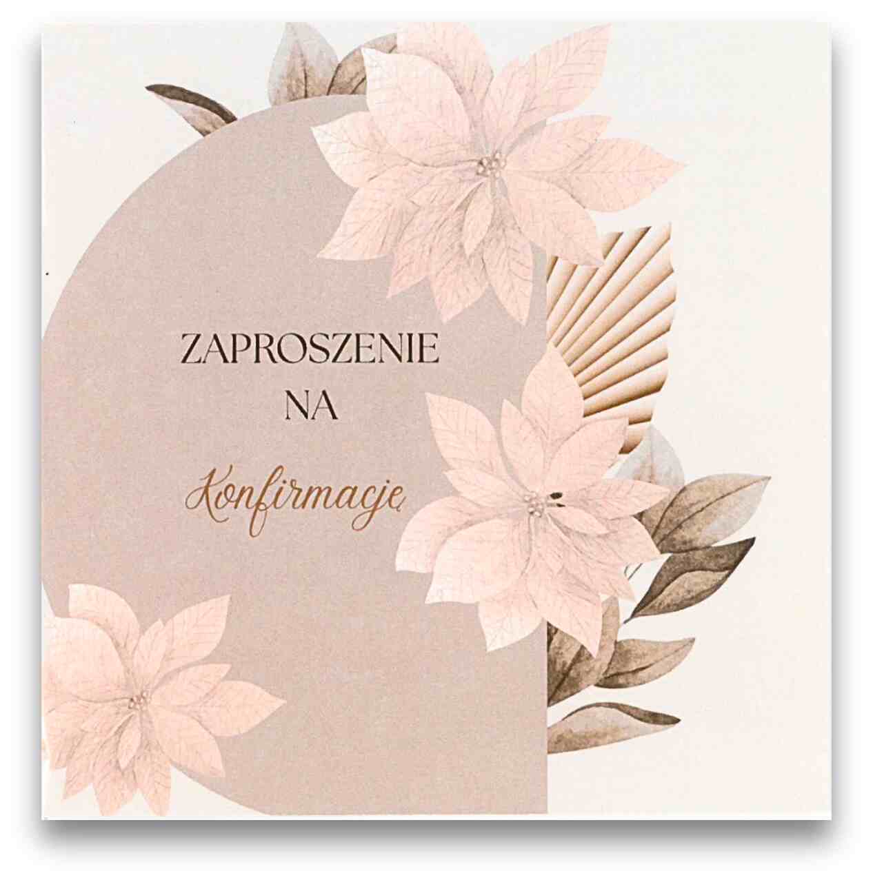 Karnet - Zaproszenie konfirmacja - brąz 3 kwiaty Karnet – Zaproszenie konfirmacja – brąz 3 kwiaty