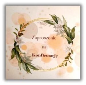 Karnet – Zaproszenie konfirmacja – wianek lilie