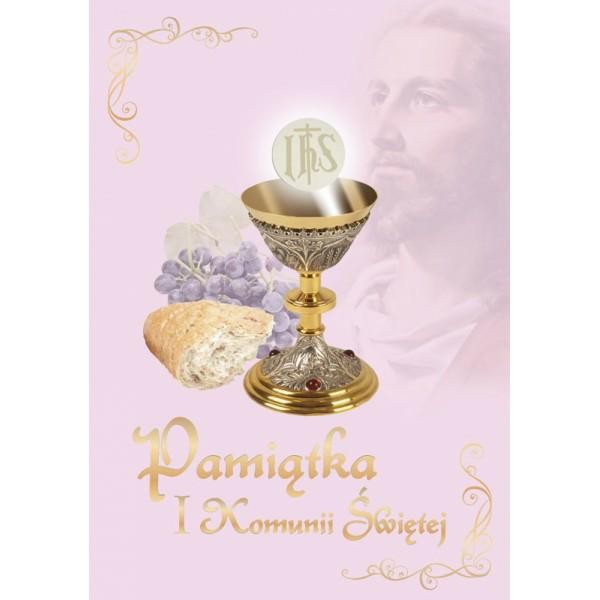 Pamiątka I Komunii Świętej - Jezus - różowa - mała Pamiątka I Komunii Świętej – Jezus – różowa – mała