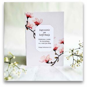 Zaproszenie na konfirmację – magnolie- pojdziemy..