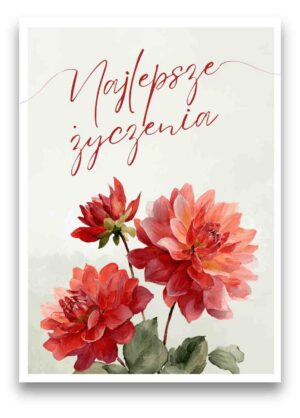 Karnet - Najlepsze życzenia - czerwona - kwiaty Karnet – Najlepsze życzenia – czerwona – kwiaty