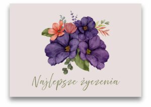 Karnet - Najlepsze życzenia - fioletowa - bukiet Karnet – Najlepsze życzenia – fioletowa – bukiet