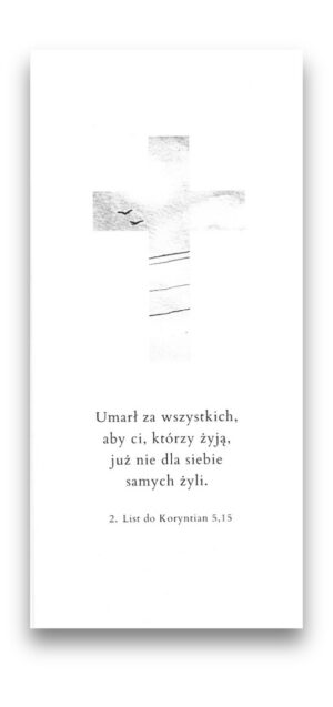 Konfirmacja kartka DL – krzyż – 2 Kor 5,15