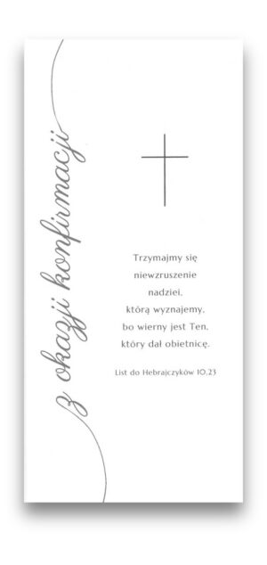 Konfirmacja kartka DL – krzyż – Hebr 10,23