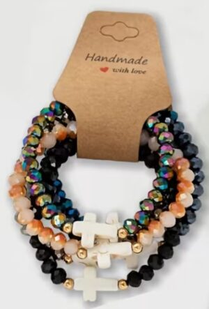 Zestaw bransoletek z krzyżykiem ciemne
